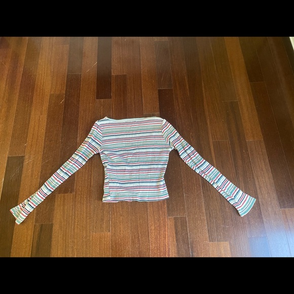 Urban Outfitters | Striped Long Sleeve Wrap Top - Picture 3 of 5